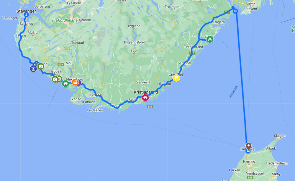 Mapa del Sur de Noruega